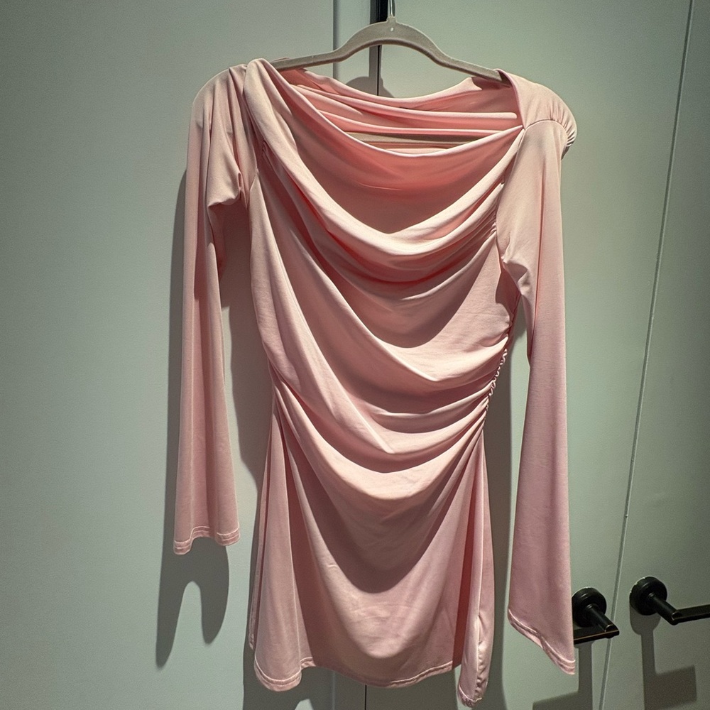 Edikted Soft Pink Draped Dress